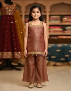 Kurti and Palazzo Set Metallic Copper